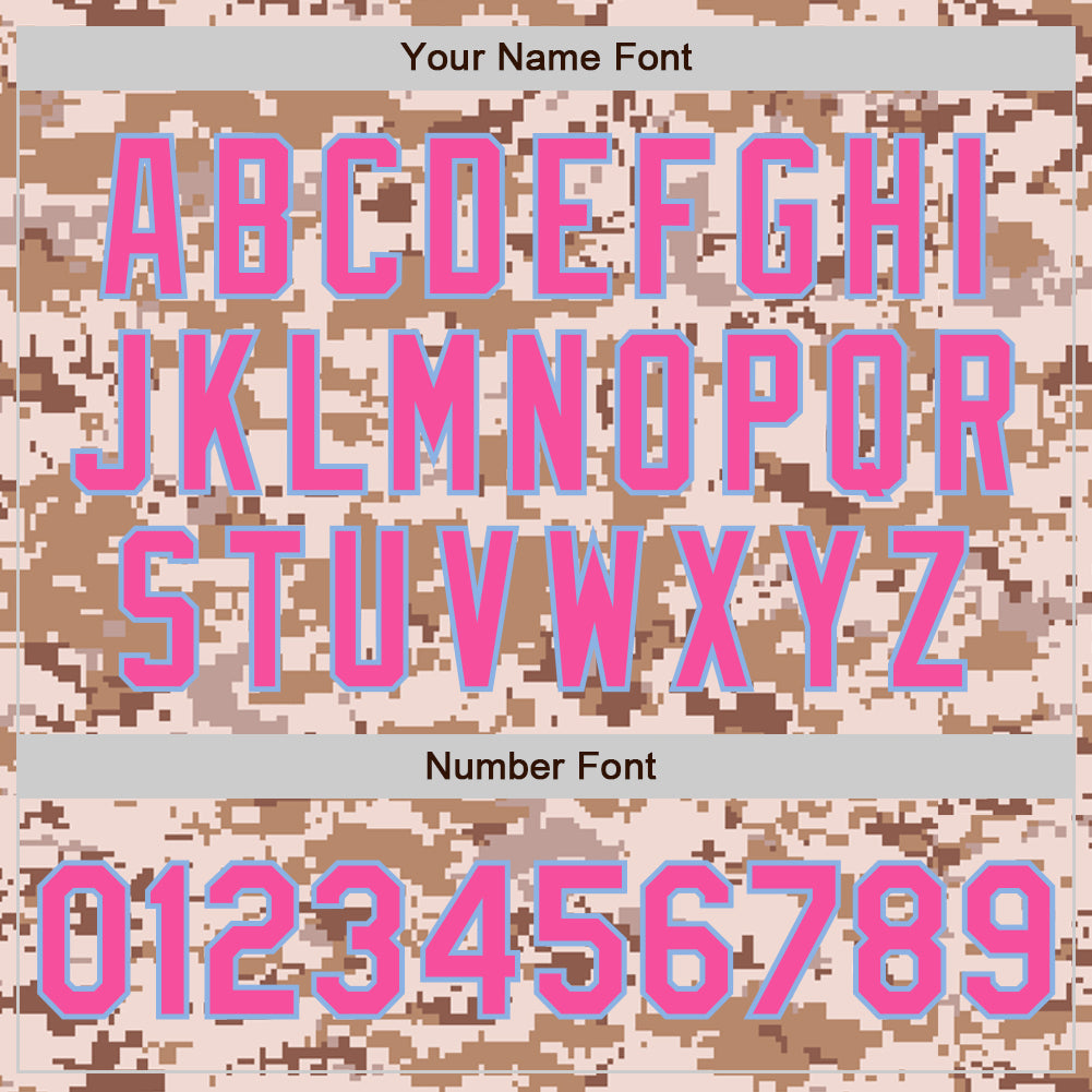 Custom Camo Pink-Light Blue Authentic Salute To Service Baseball Jersey view 5