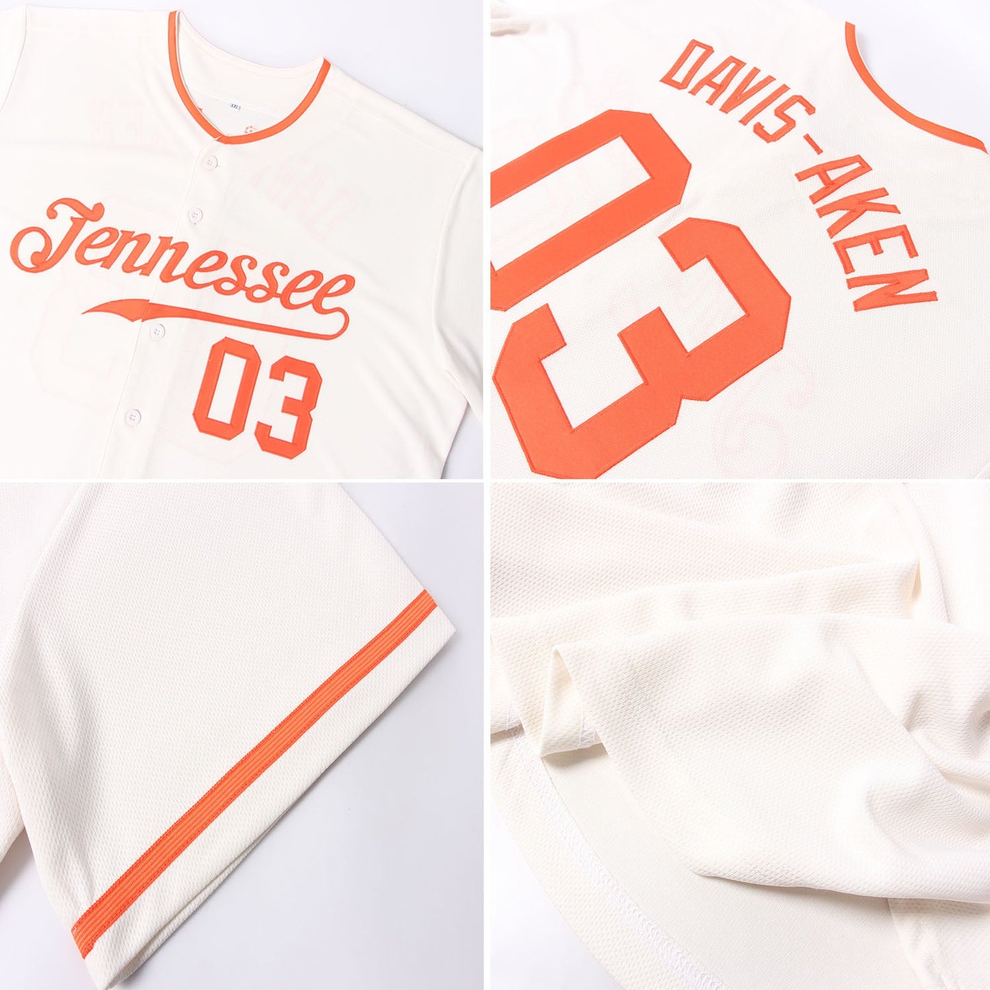 Custom Cream Orange Authentic Baseball Jersey view 6