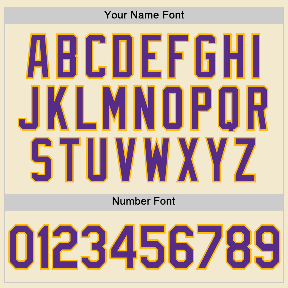 Custom Cream Purple-Gold Authentic Throwback Baseball Jersey view 5