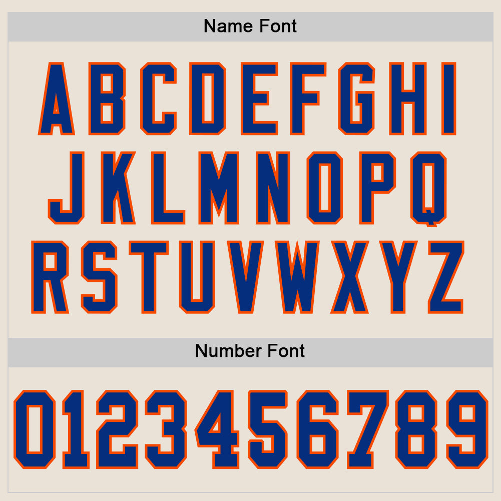 Custom Cream Royal-Orange Mesh Authentic Throwback Football Jersey view 4