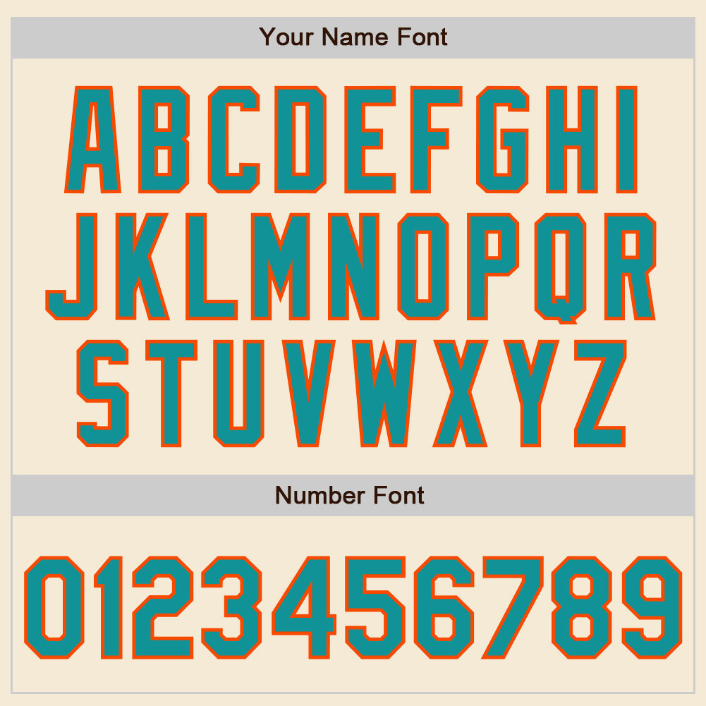Custom Cream Teal-Orange Authentic Baseball Jersey view 8