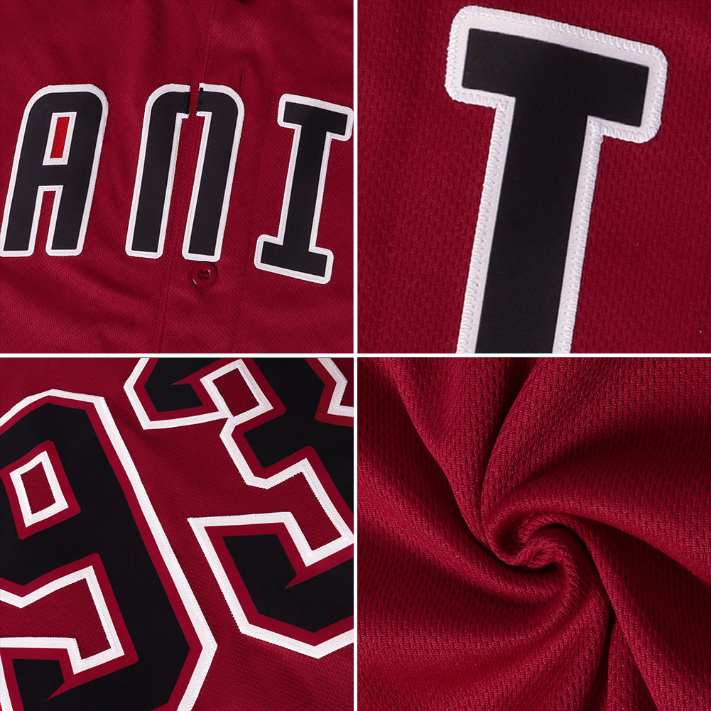 Custom Crimson Crimson-Cream Authentic Baseball Jersey view 6
