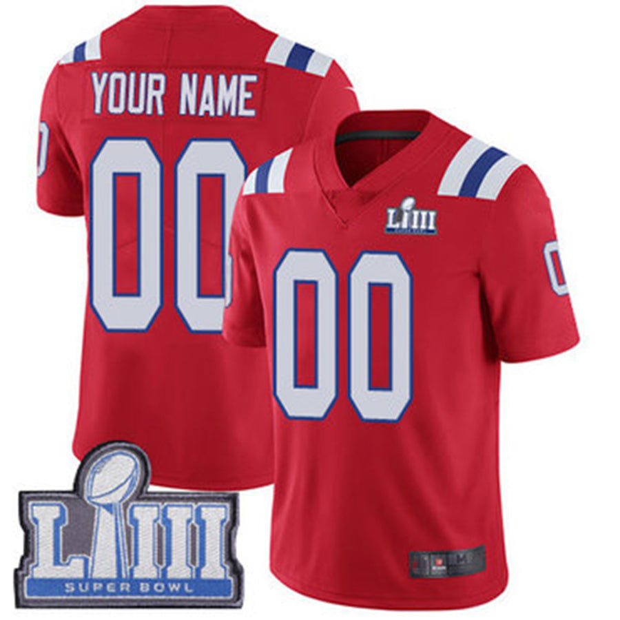 Custom NE.Patriots Vapor Untouchable Super Bowl LIII Bound Limited Red Alternate Jersey Stitched American Football Jerseys - Main View