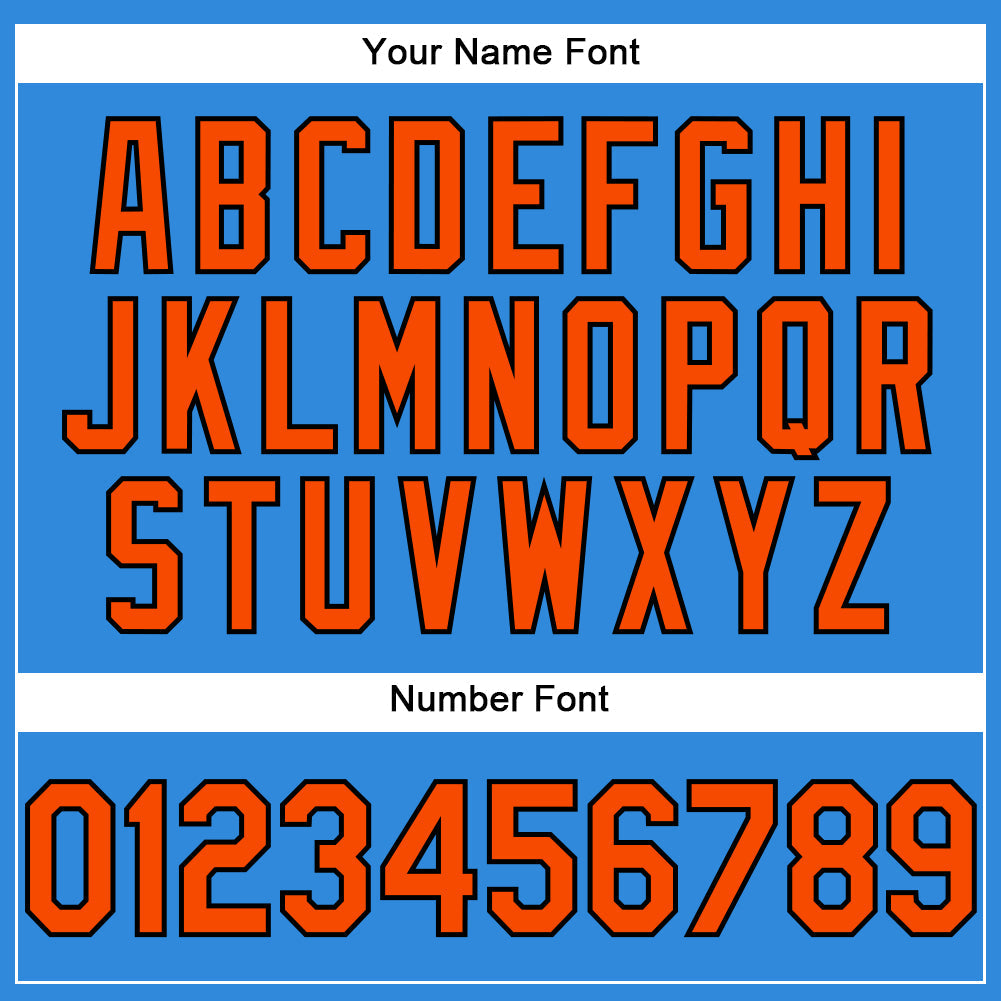 Custom Electric Blue Orange-Black Authentic Baseball Jersey view 5