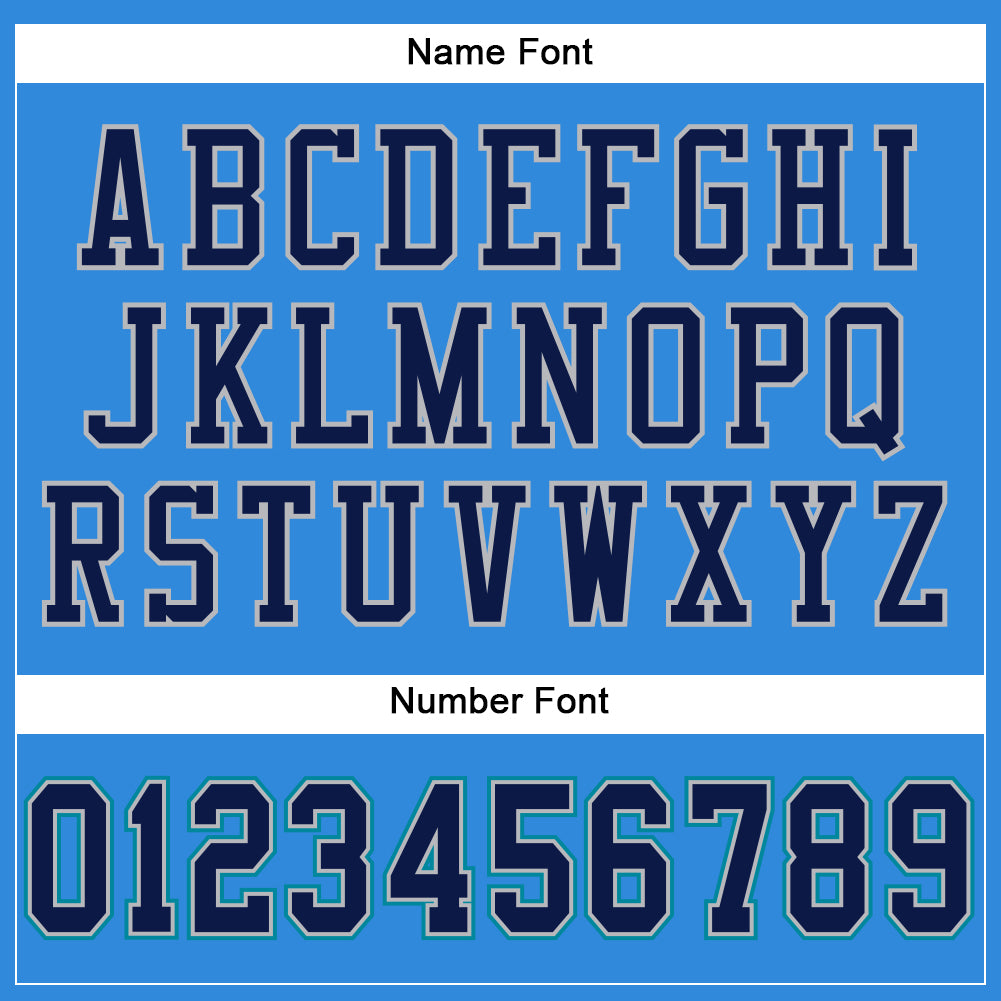 Custom Powder Blue Navy Gray-Teal Mesh Authentic Football Jersey view 4