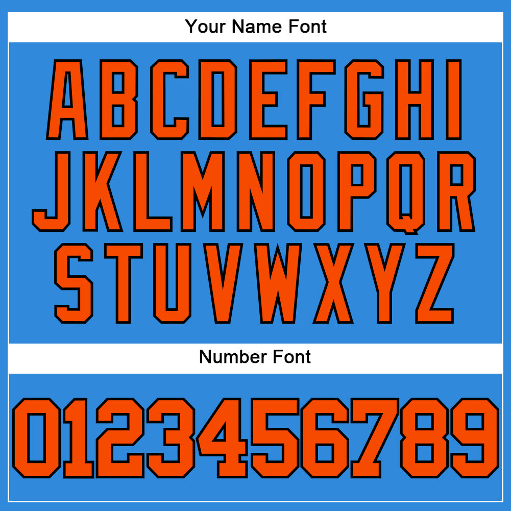 Custom Electric Blue Orange-Black Authentic Baseball Jersey view 5