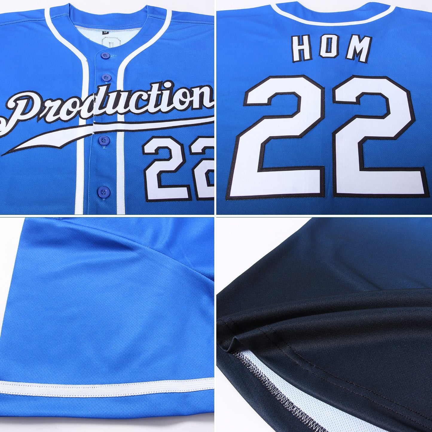 Custom Royal White-Black Authentic Fade Fashion Baseball Jersey view 5