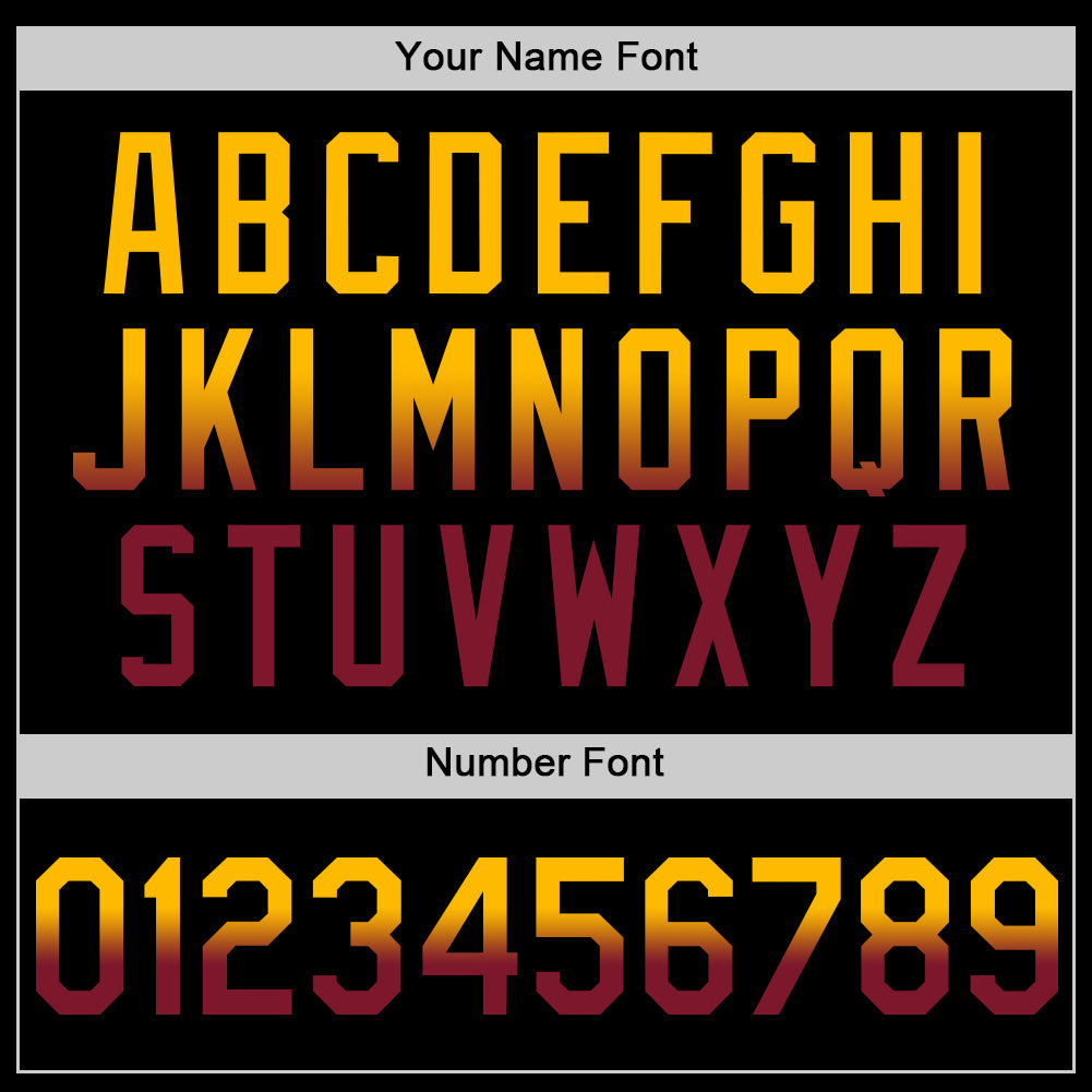Custom Black Gold-Crimson Authentic Fade Fashion Baseball Jersey view 5
