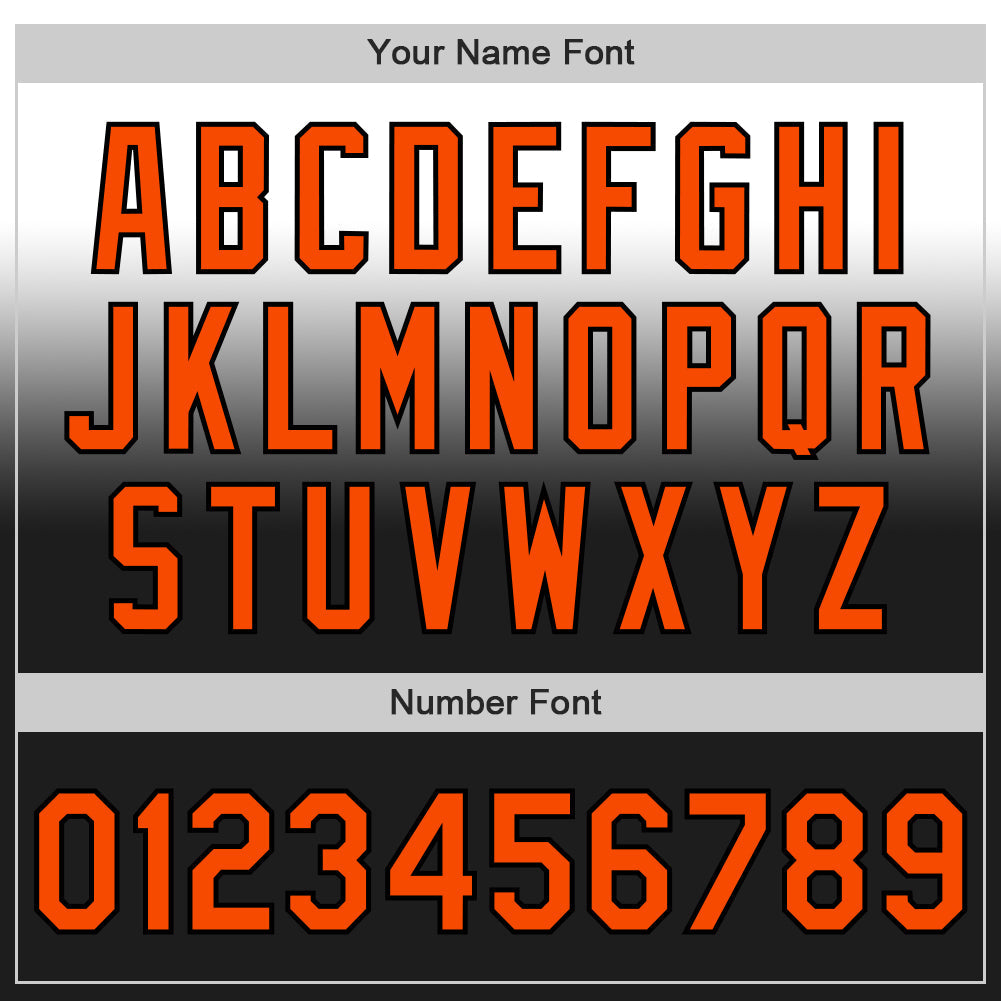 Custom White Orange-Black Authentic Fade Fashion Baseball Jersey view 5