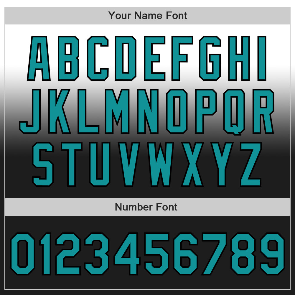 Custom White Teal-Black Authentic Fade Fashion Baseball Jersey view 5