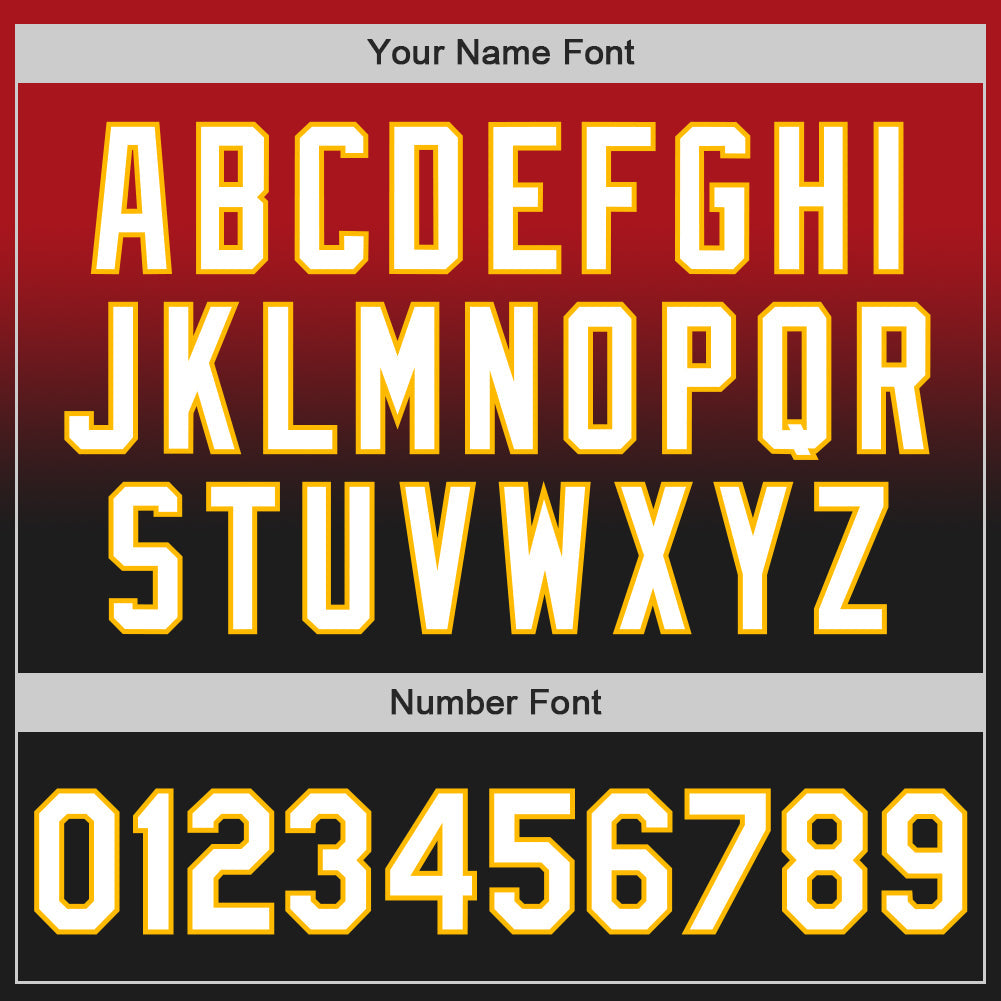 Custom Red Black-Gold Authentic Fade Fashion Baseball Jersey view 5
