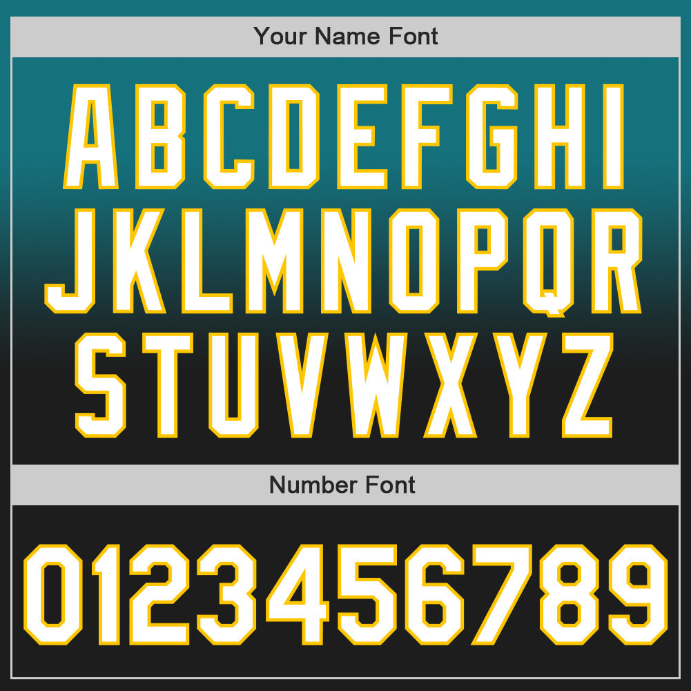 Custom Teal Black-Yellow Authentic Fade Fashion Baseball Jersey view 5