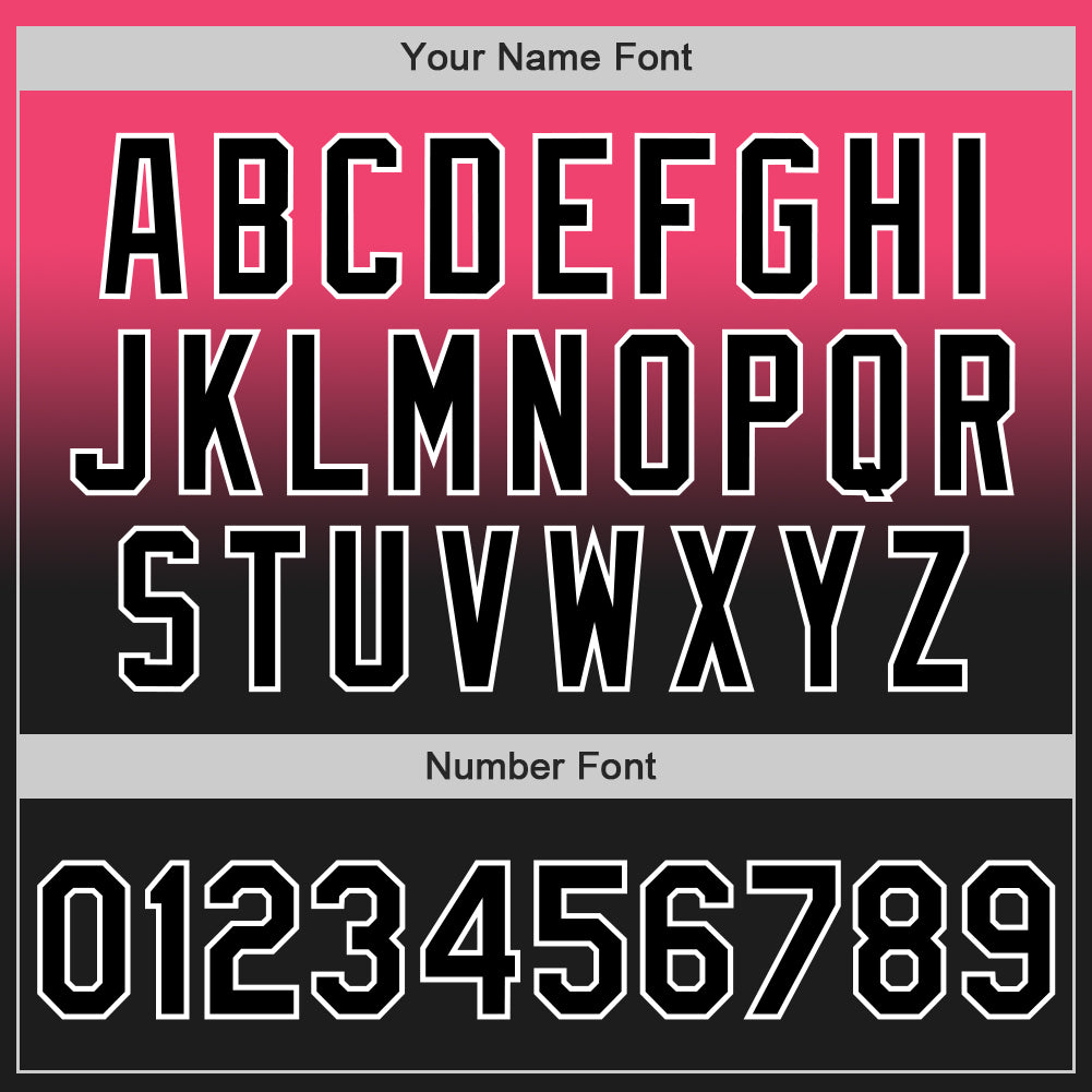 Custom Neon Pink Black-White Authentic Fade Fashion Baseball Jersey view 5
