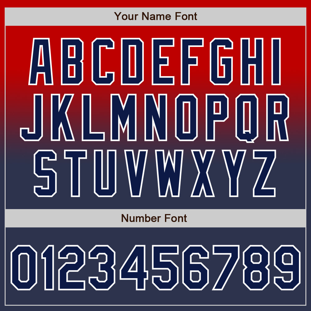 Custom Red Navy-White Authentic Fade Fashion Baseball Jersey view 5