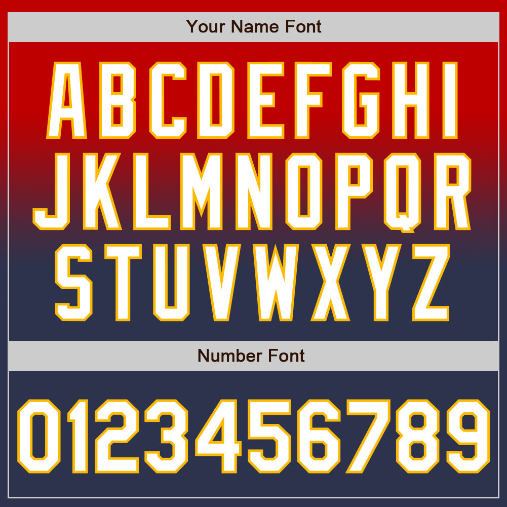 Custom Red Navy-Gold Authentic Fade Fashion Baseball Jersey view 5