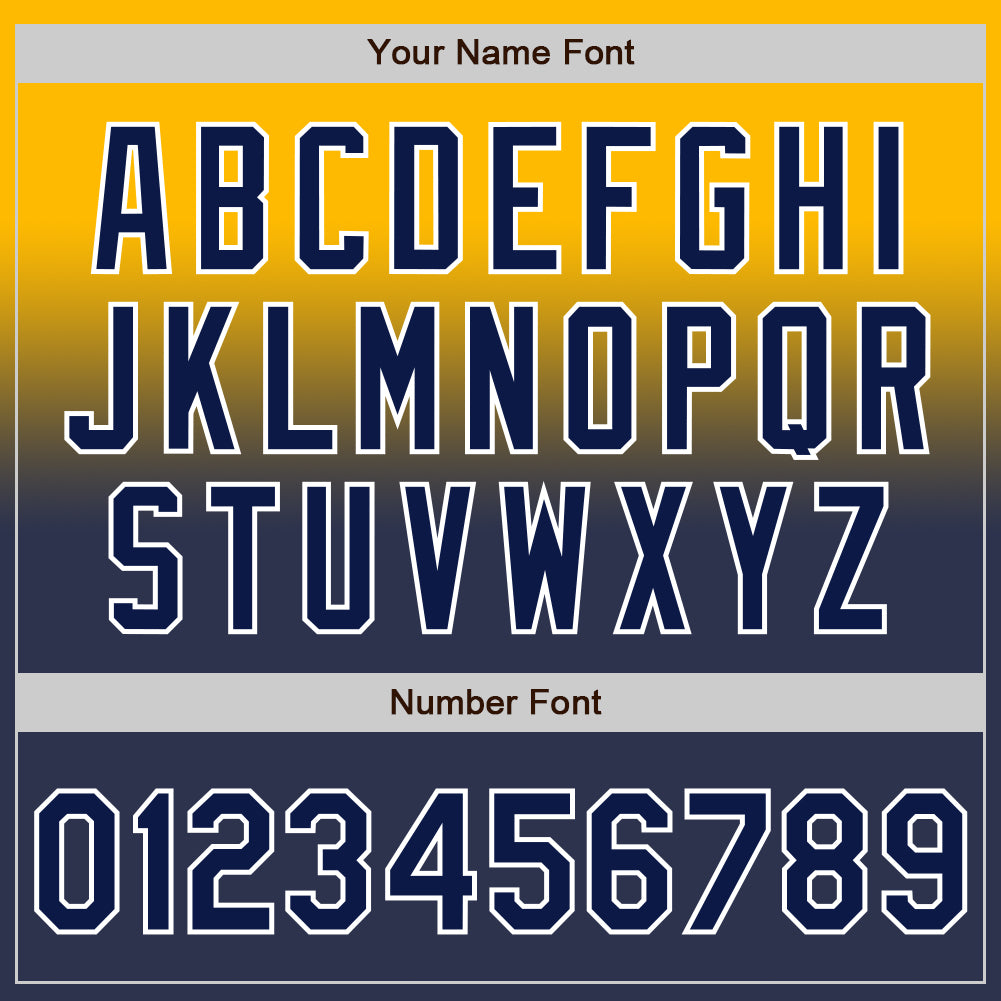 Custom Gold Navy-White Authentic Fade Fashion Baseball Jersey view 5