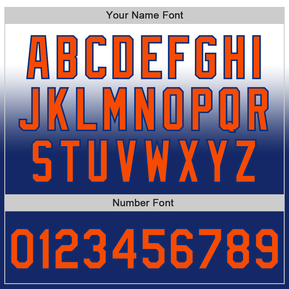 Custom White Orange-Royal Authentic Fade Fashion Baseball Jersey view 5
