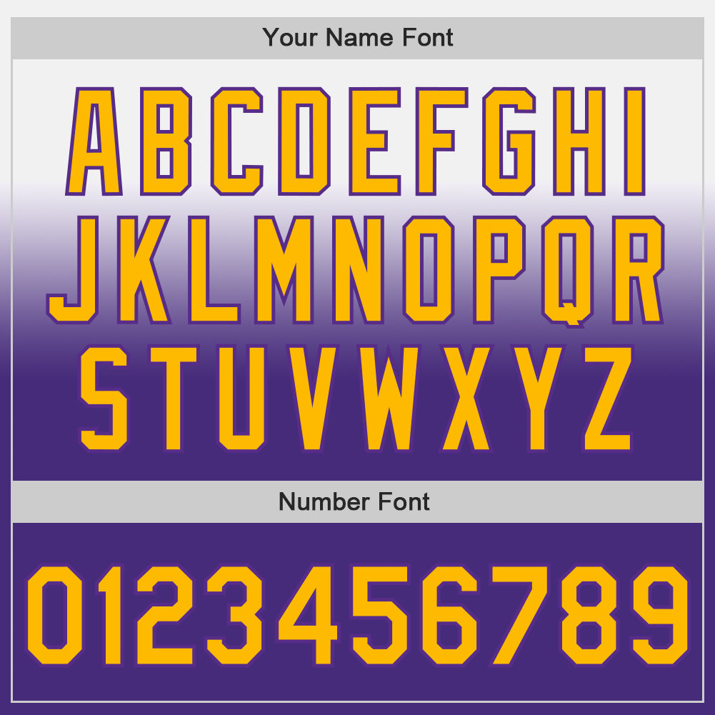 Custom White Gold-Purple Authentic Fade Fashion Baseball Jersey view 5
