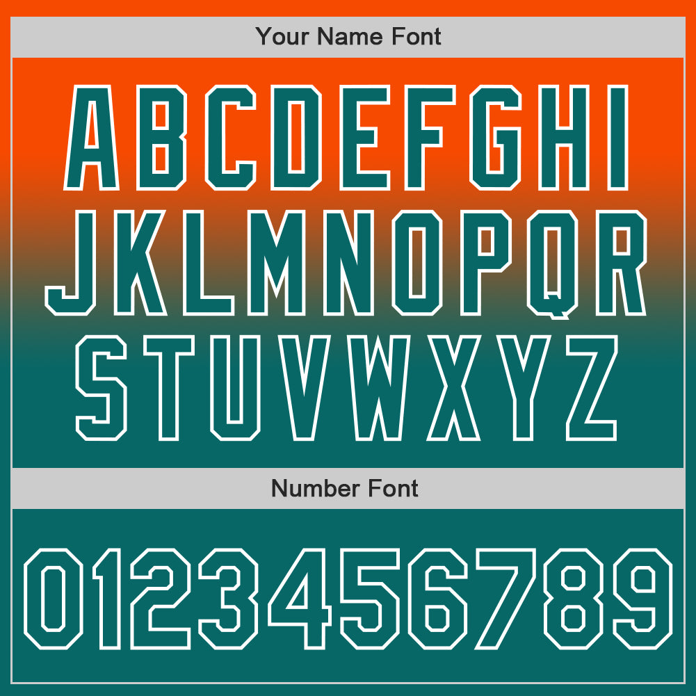 Custom Orange Teal-White Authentic Fade Fashion Baseball Jersey view 5