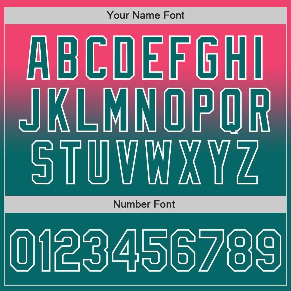 Custom Neon Pink Teal-White Authentic Fade Fashion Baseball Jersey view 5