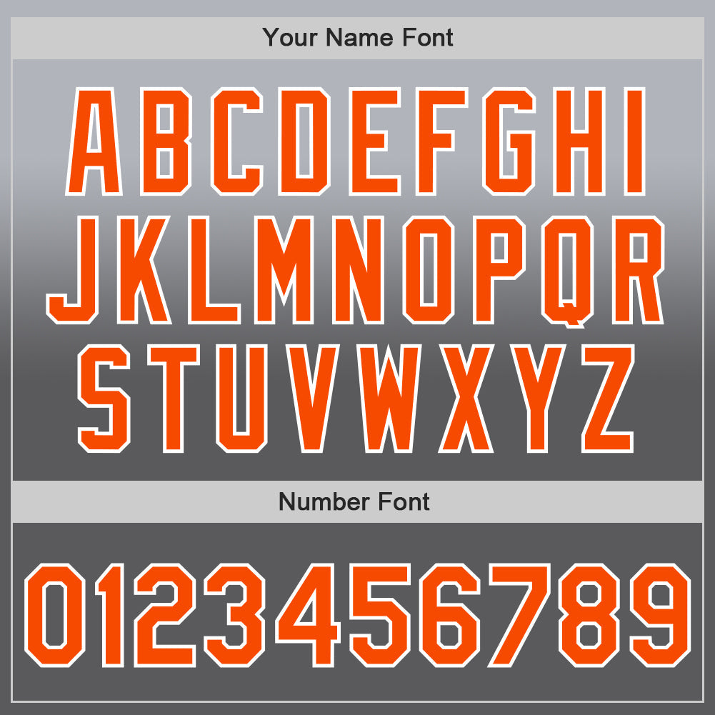 Custom Gray Orange Steel Gray-White Authentic Fade Fashion Baseball Jersey view 5