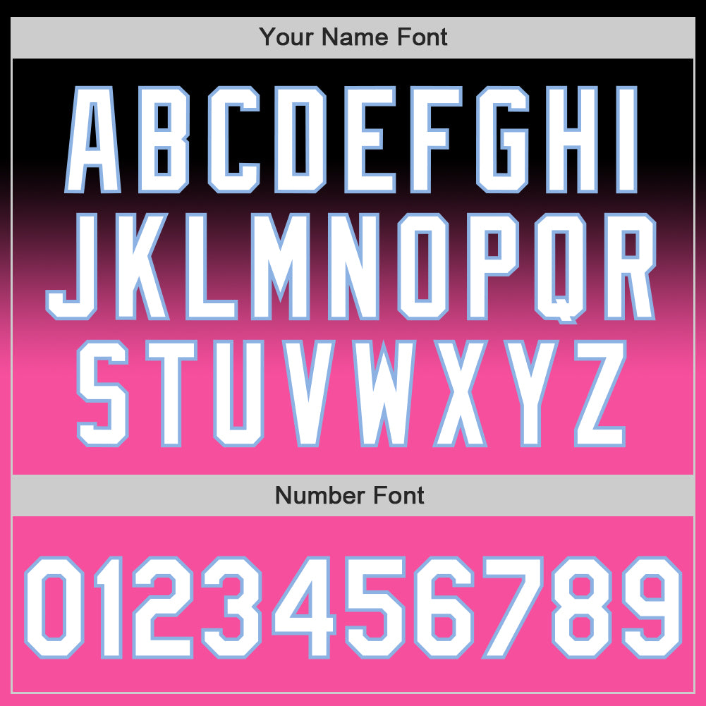 Custom Black White Pink-Light Blue Authentic Fade Fashion Baseball Jersey view 5
