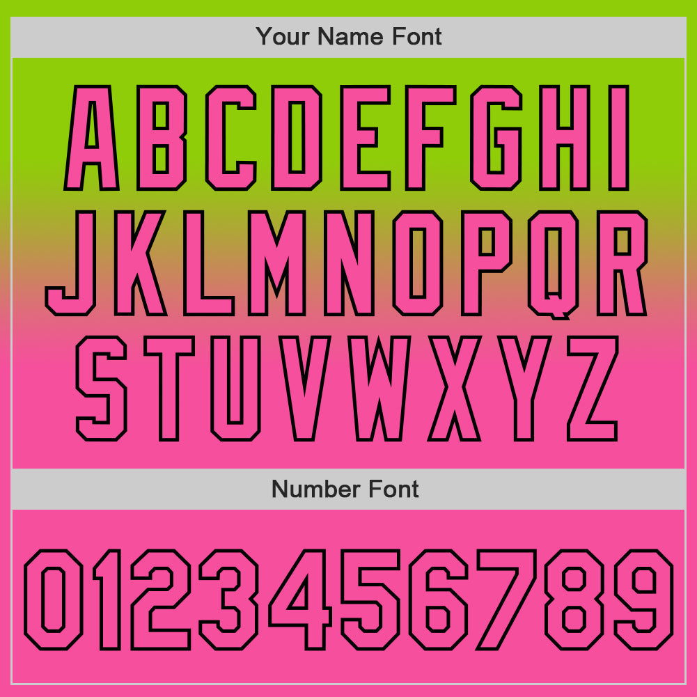 Custom Neon Green Pink-Black Authentic Fade Fashion Baseball Jersey view 5