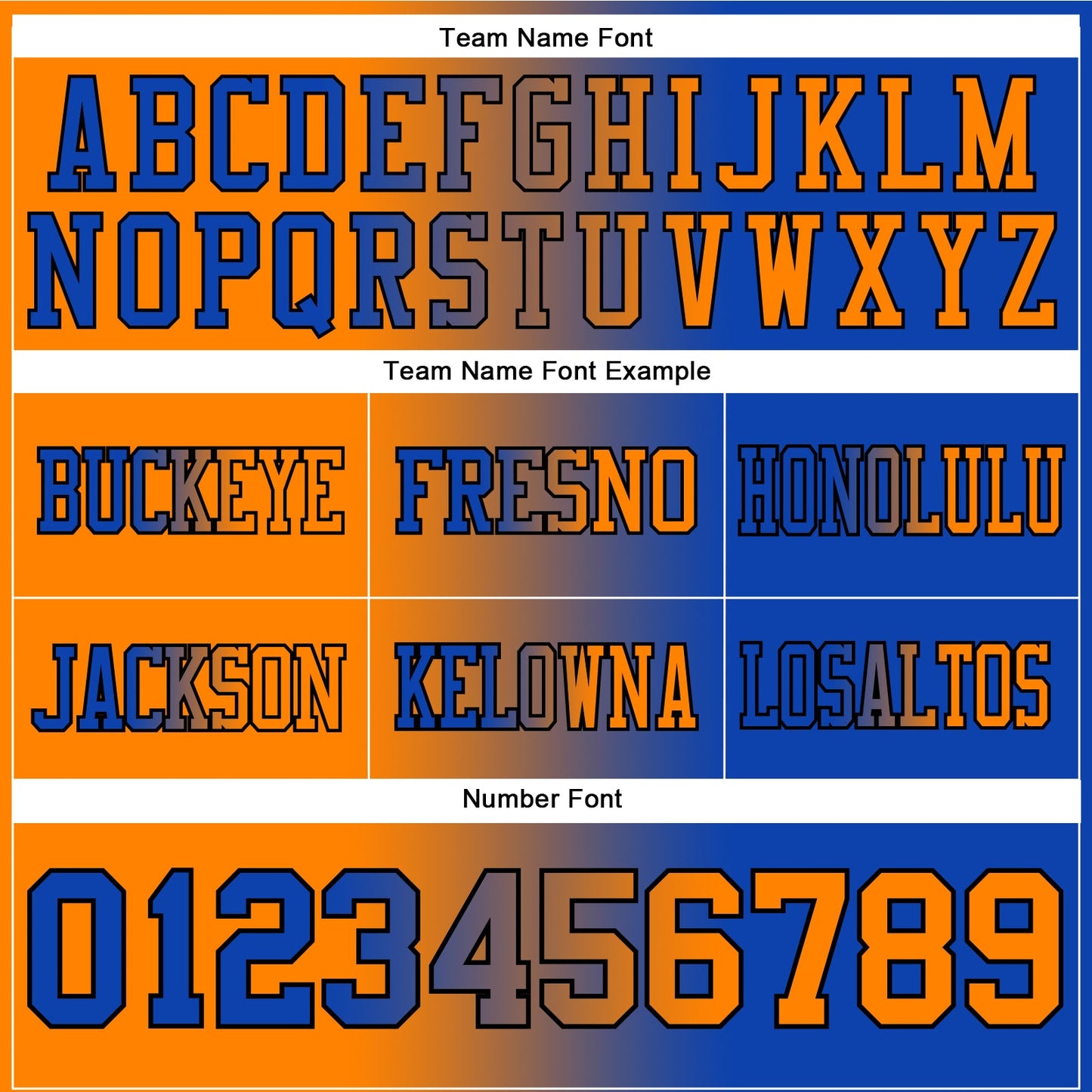 Custom Thunder Blue Bay Orange-Black Authentic Gradient Fashion Football Jersey view 3