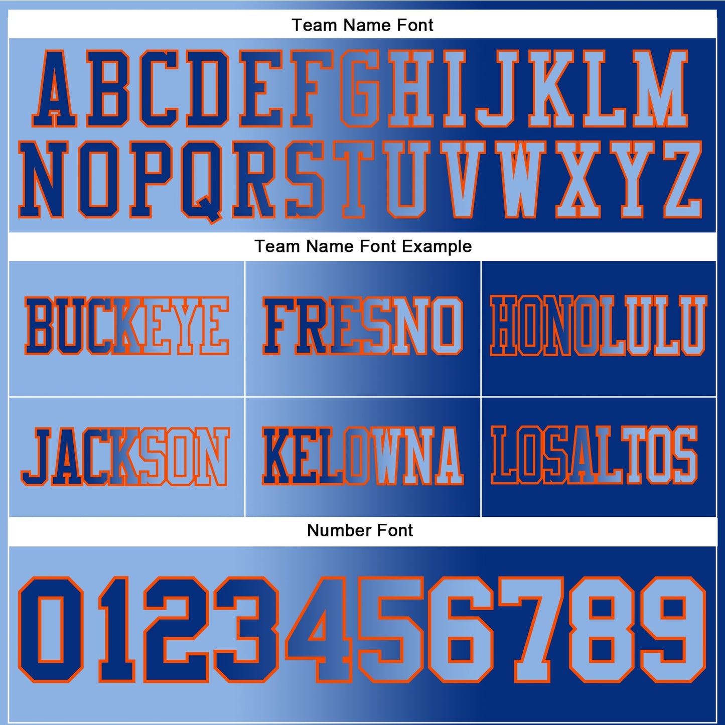 Custom Royal Light Blue-Orange Authentic Gradient Fashion Football Jersey view 3