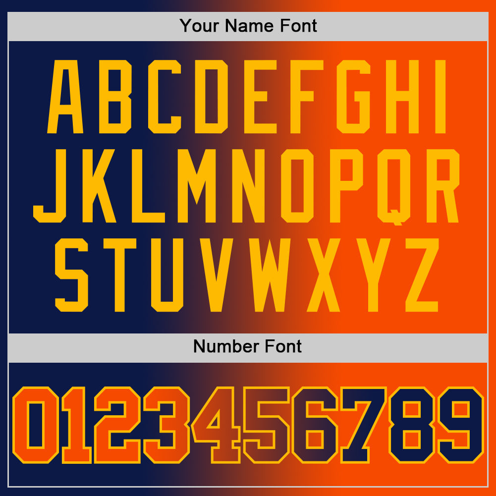 Custom Navy Orange-Gold Authentic Gradient Fashion Basketball Jersey view 5