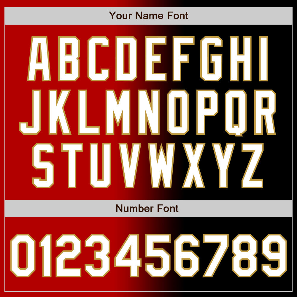 Custom Black White Red-Old Gold Authentic Gradient Fashion Baseball Jersey view 5