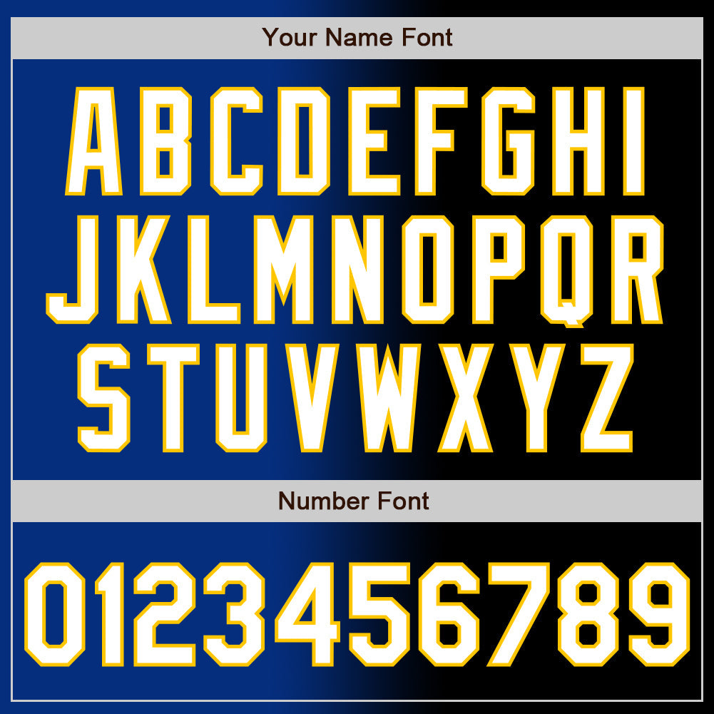 Custom Black White Royal-Yellow Authentic Gradient Fashion Baseball Jersey view 5