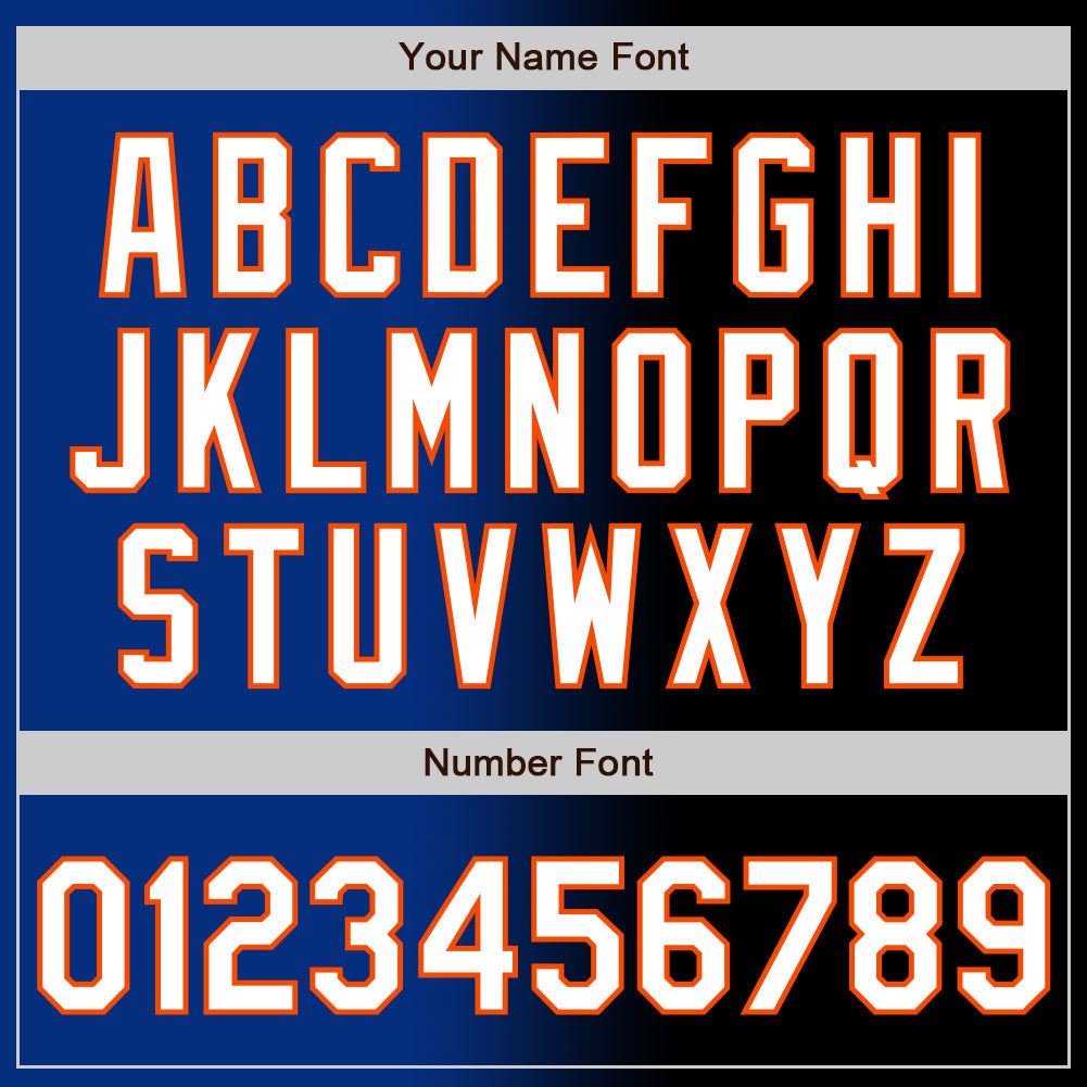 Custom Black White Royal-Orange Authentic Gradient Fashion Baseball Jersey view 5