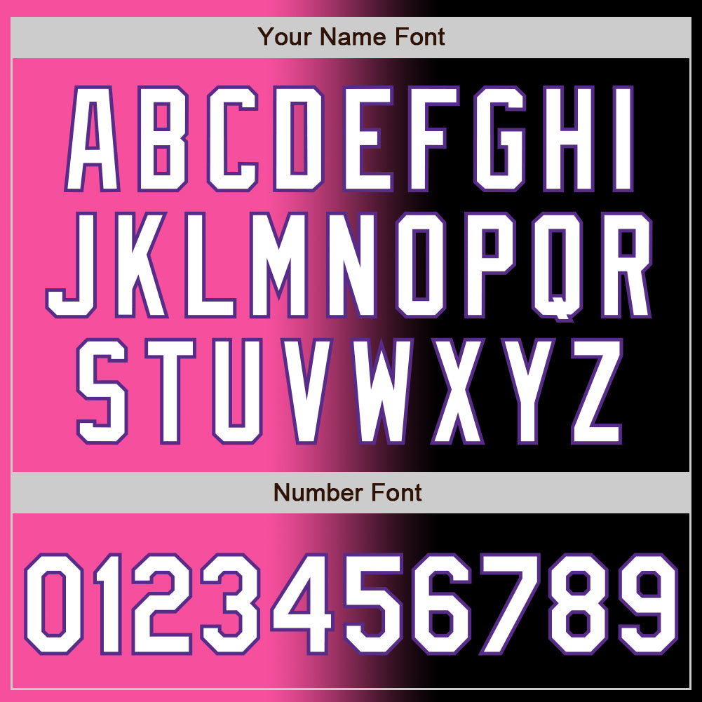 Custom Black White Pink-Purple Authentic Gradient Fashion Baseball Jersey view 5