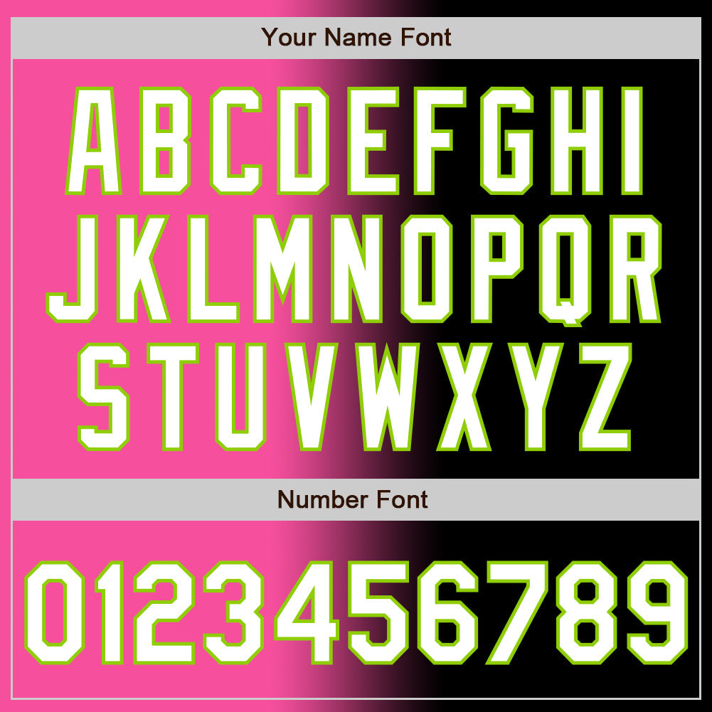 Custom Black White Pink-Neon Green Authentic Gradient Fashion Baseball Jersey view 5