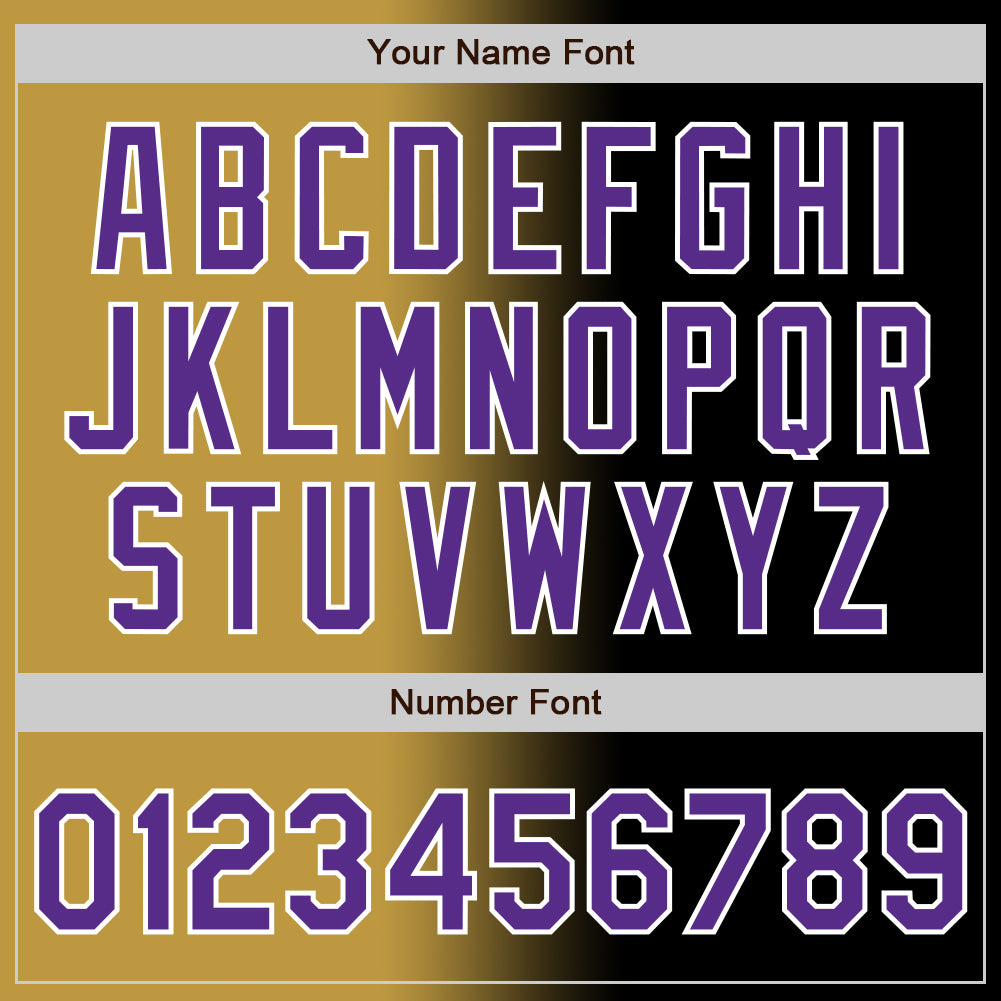 Custom Black Purple Old Gold-White Authentic Gradient Fashion Baseball Jersey view 5