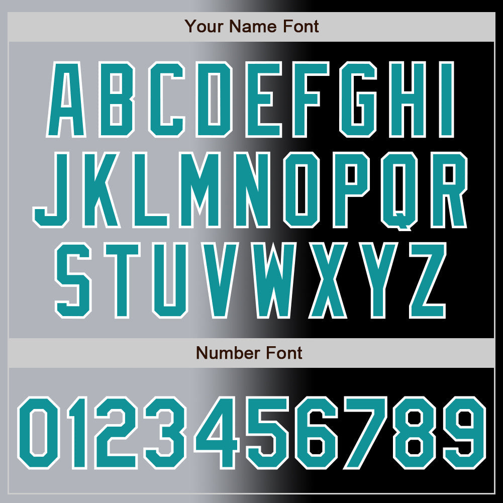 Custom Black Teal Gray-White Authentic Gradient Fashion Baseball Jersey view 5