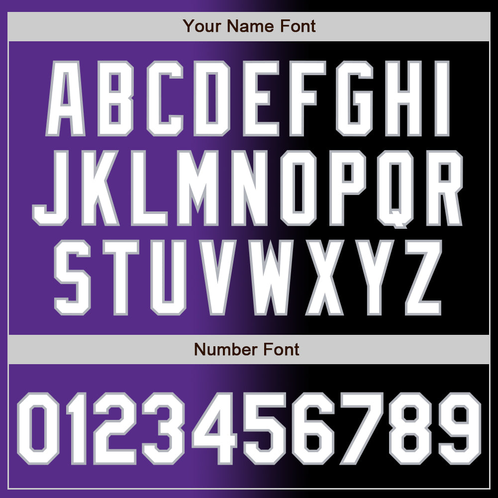Custom Black White Purple-Gray Authentic Gradient Fashion Baseball Jersey view 5