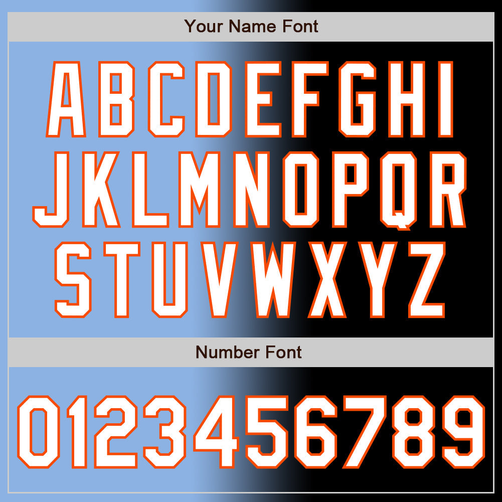 Custom Black White Light Blue-Orange Authentic Gradient Fashion Baseball Jersey view 5