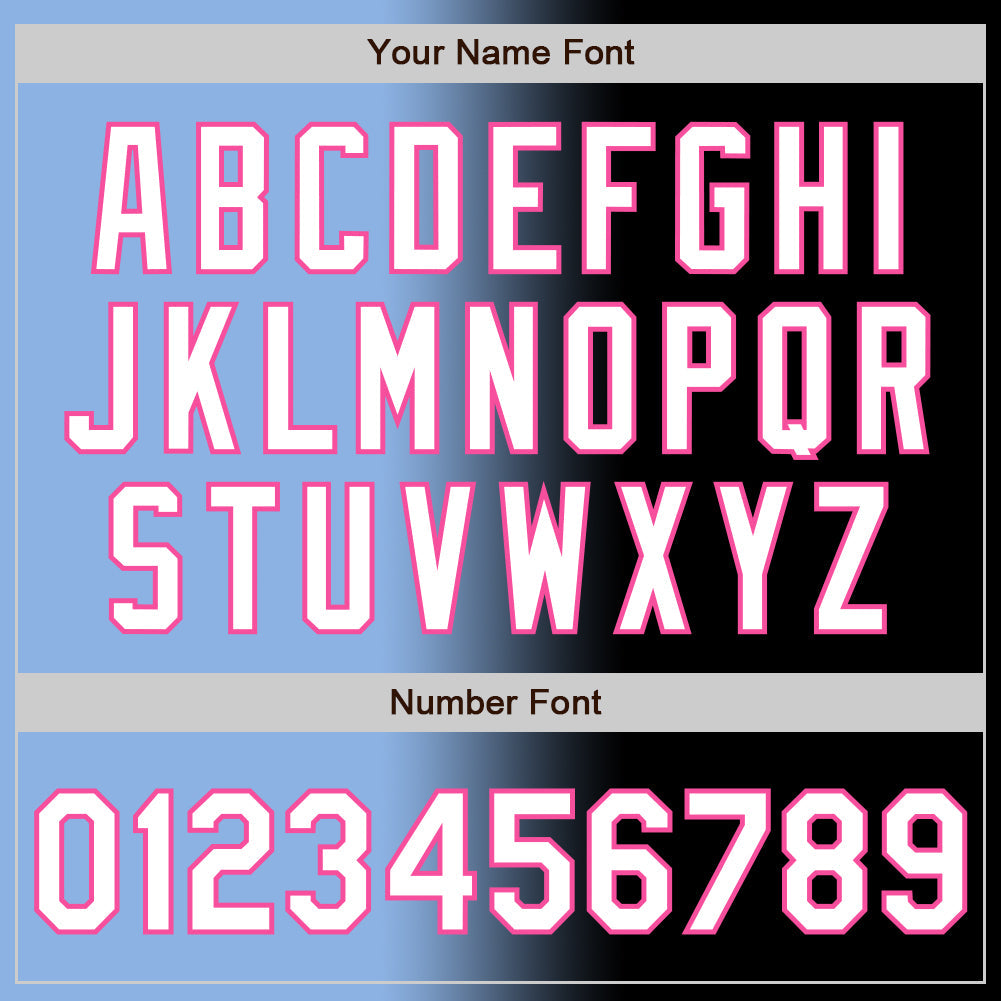 Custom Black White Light Blue-Pink Authentic Gradient Fashion Baseball Jersey view 5