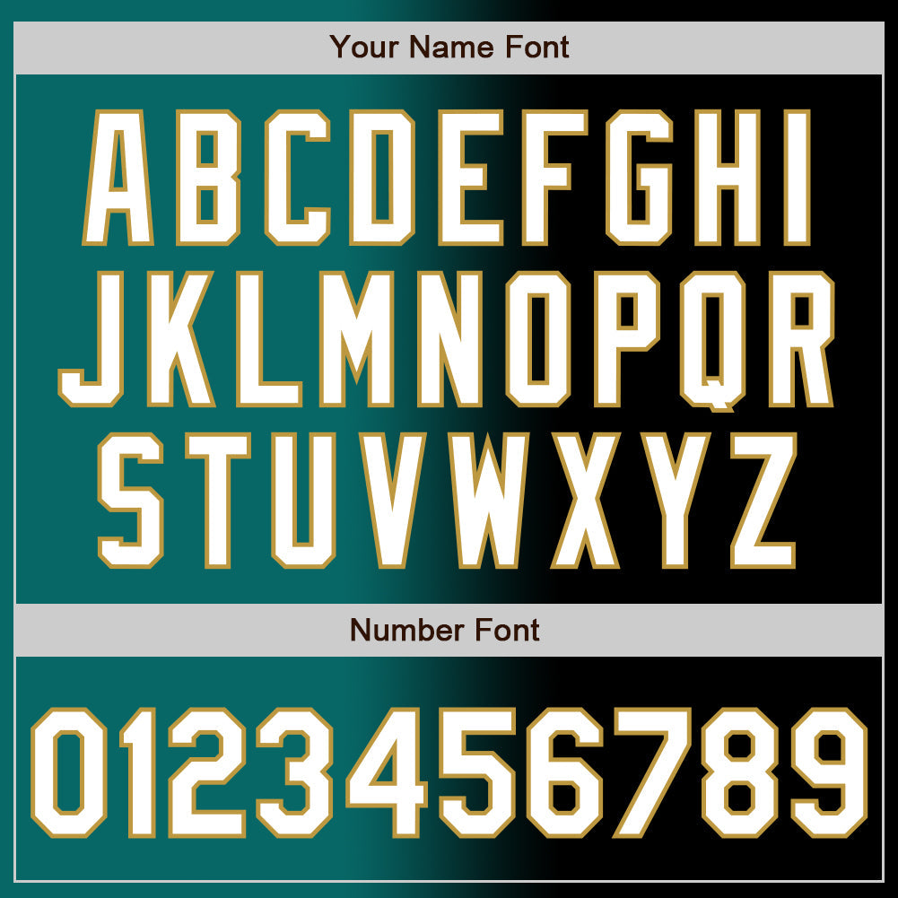 Custom Black White Teal-Old Gold Authentic Gradient Fashion Baseball Jersey view 5