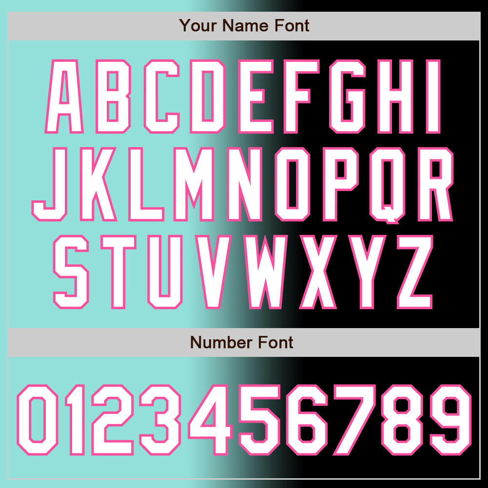 Custom Black White Ice Blue-Pink Authentic Gradient Fashion Baseball Jersey view 5