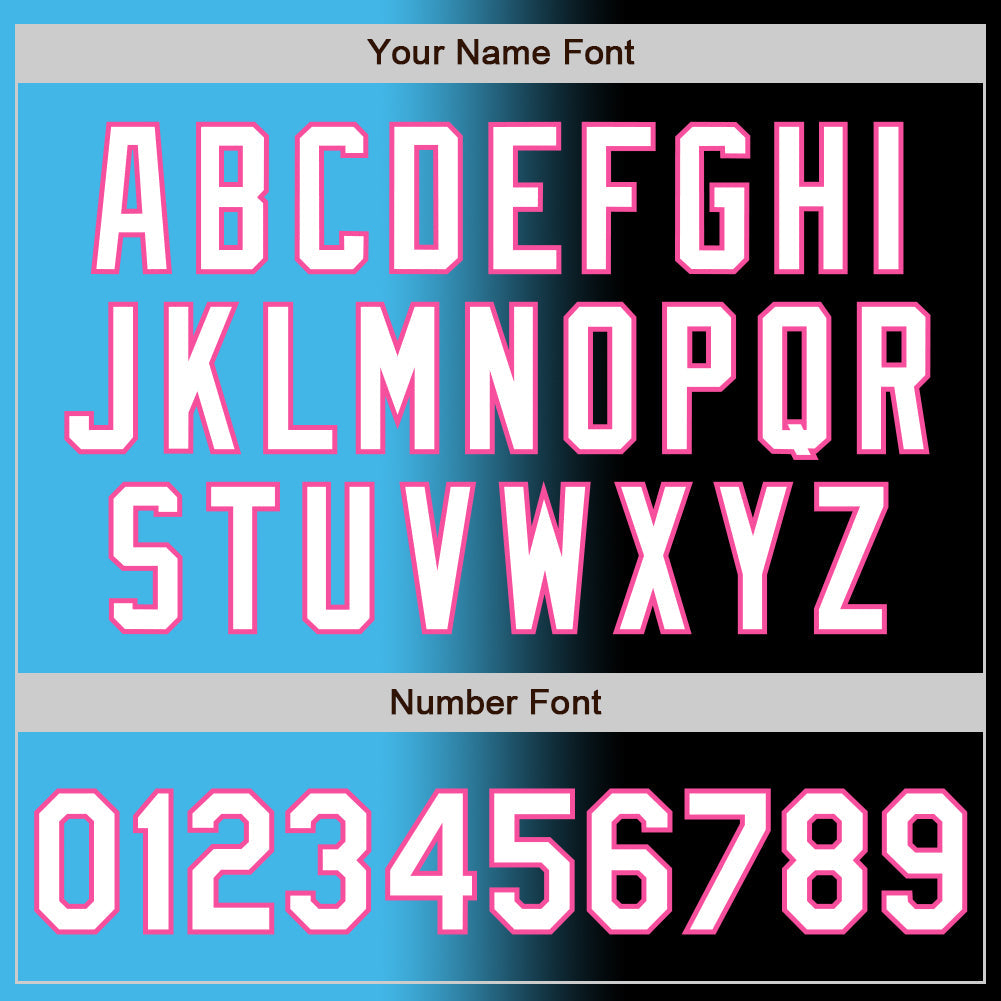 Custom Black White Sky Blue-Pink Authentic Gradient Fashion Baseball Jersey view 5