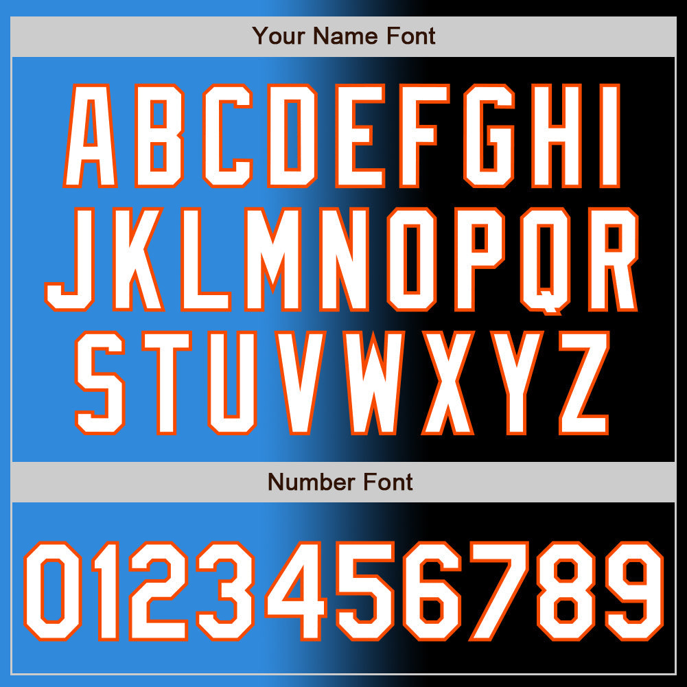 Custom Black White Electric Blue-Orange Authentic Gradient Fashion Baseball Jersey view 5
