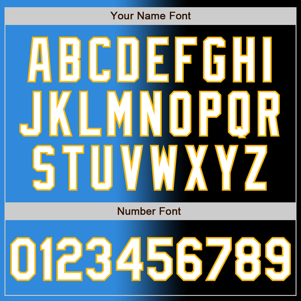 Custom Black White Electric Blue-Gold Authentic Gradient Fashion Baseball Jersey view 5