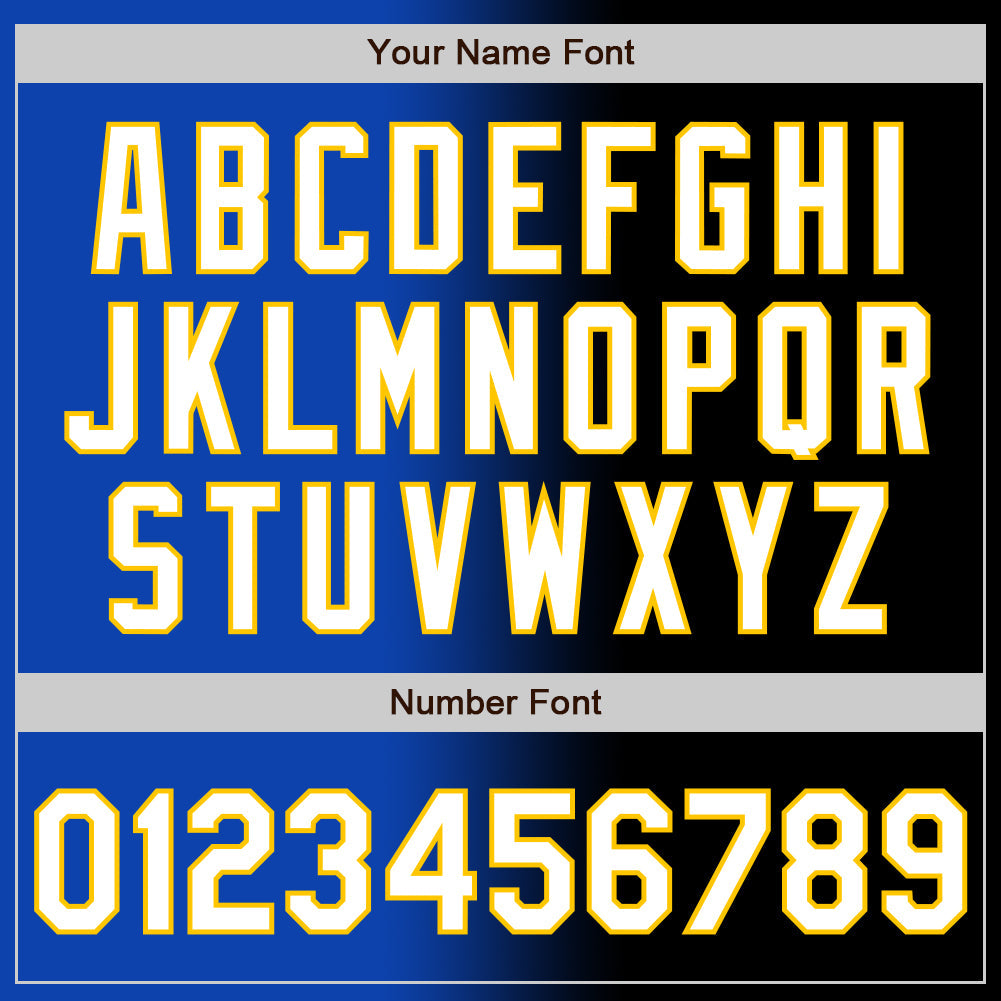 Custom Black White Thunder Blue-Yellow Authentic Gradient Fashion Baseball Jersey view 5