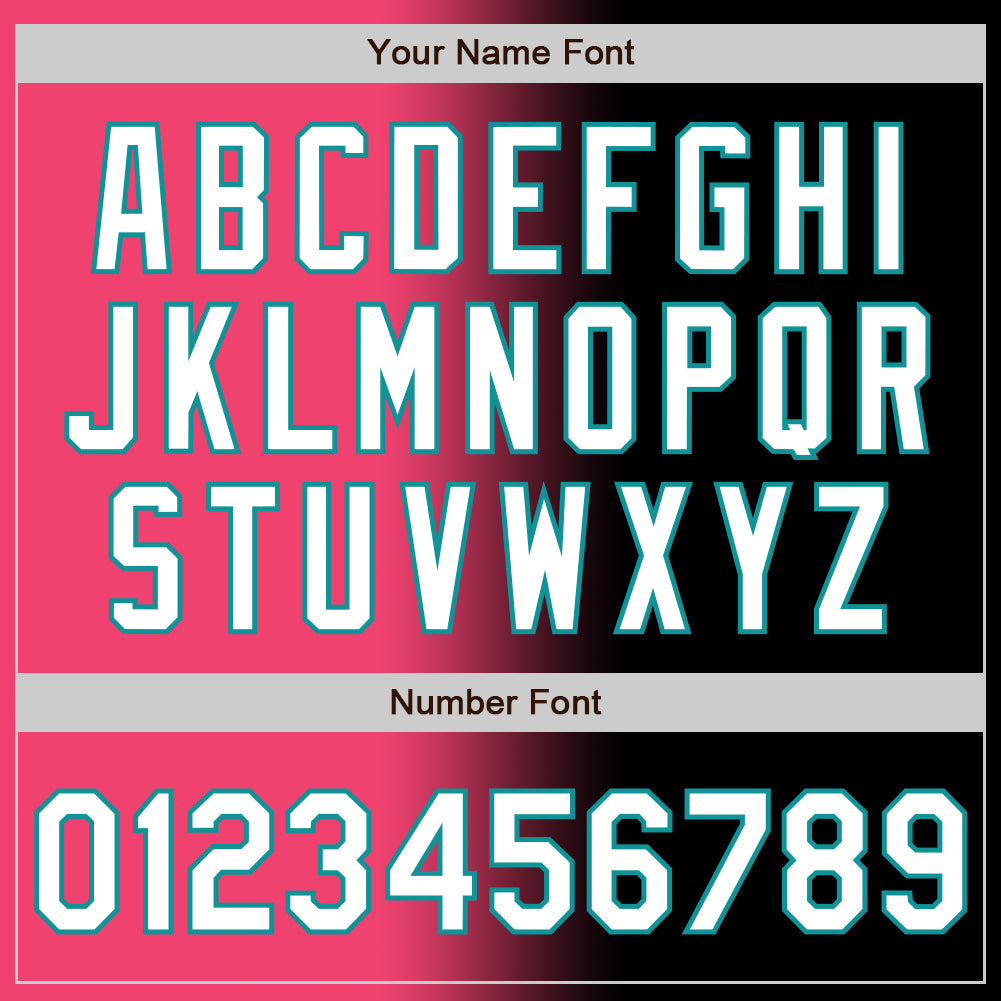 Custom Black White Neon Pink-Teal Authentic Gradient Fashion Baseball Jersey view 5