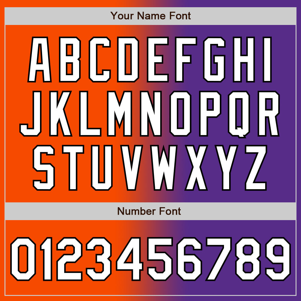 Custom Purple White Orange-Black Authentic Gradient Fashion Baseball Jersey view 5