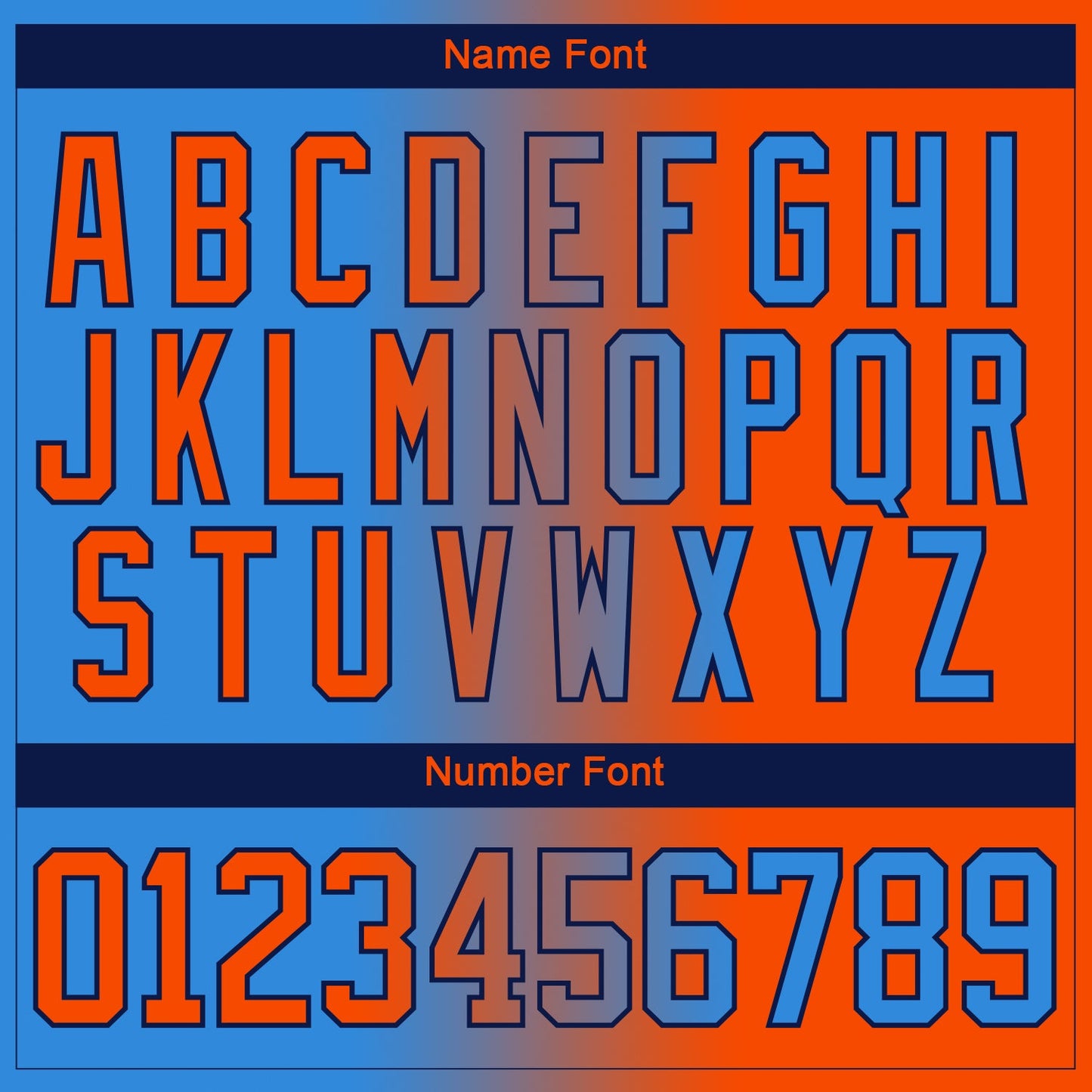 Custom Powder Blue Orange-Navy Gradient Fashion Hockey Lace Neck Jersey view 7