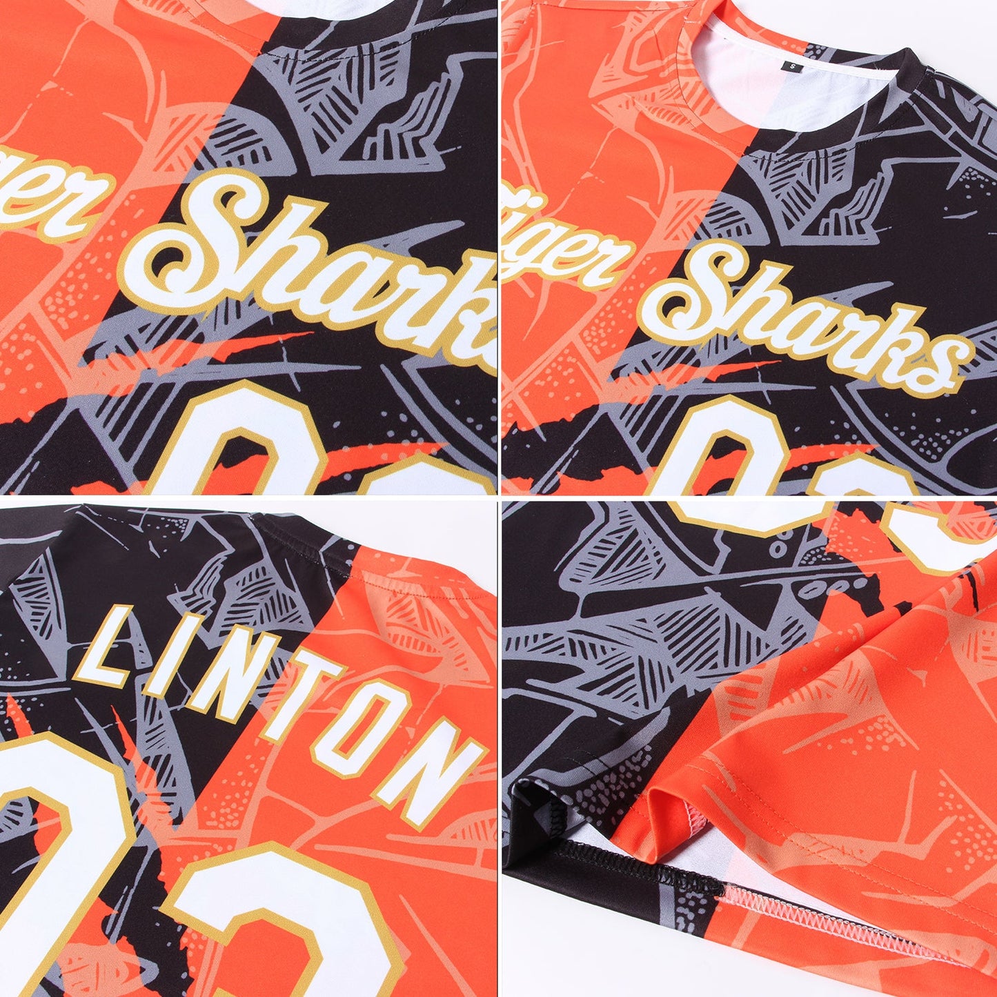 Custom Graffiti Pattern White-Old Gold Scratch 3D Performance T-Shirt view 5